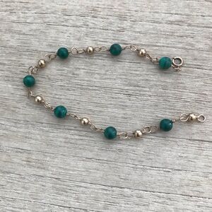 Vintage Semi-precious Malachite Station Bracelet